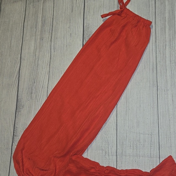 Better Unsaid Women's Boho Long Sleeve Cinched Bodice Crop Top Red Size M - Picture 6 of 9